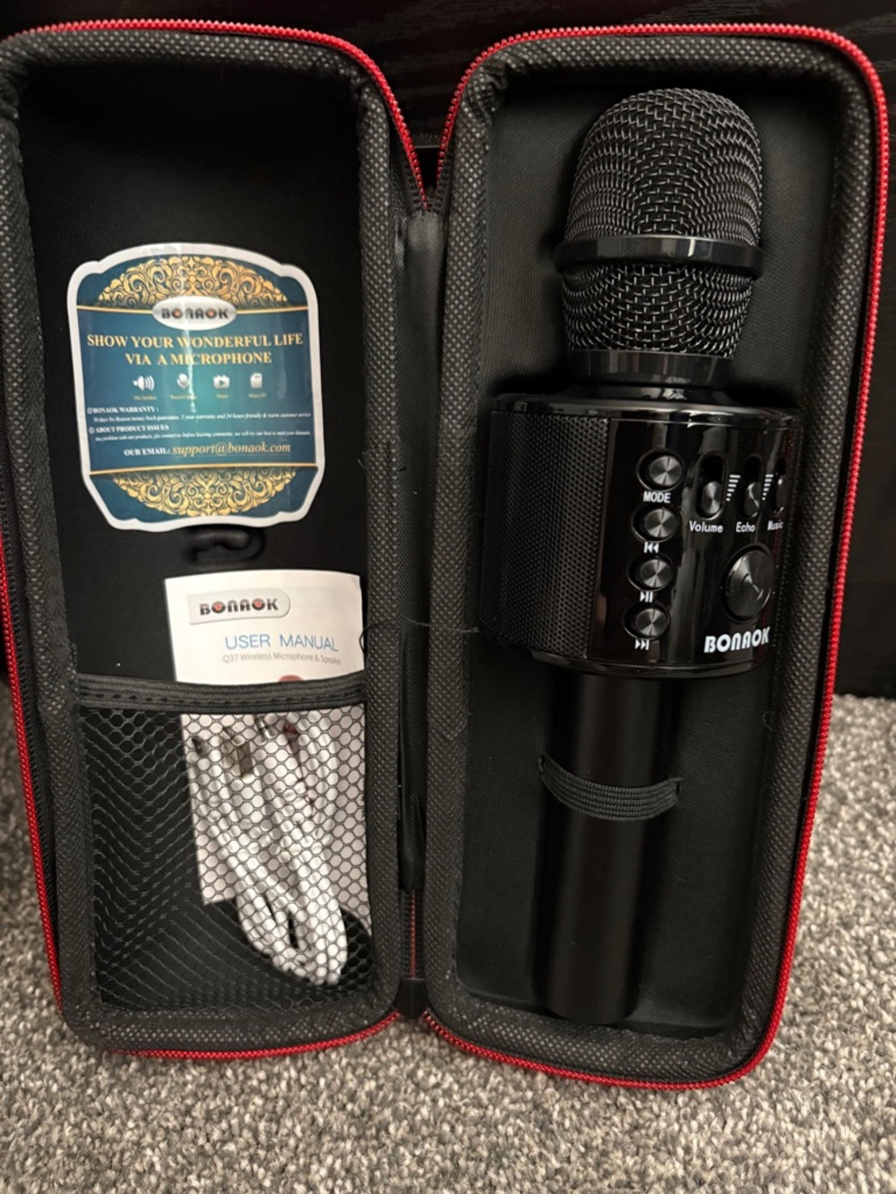 BONAKQ Wireless Karaoke Microphone - Black